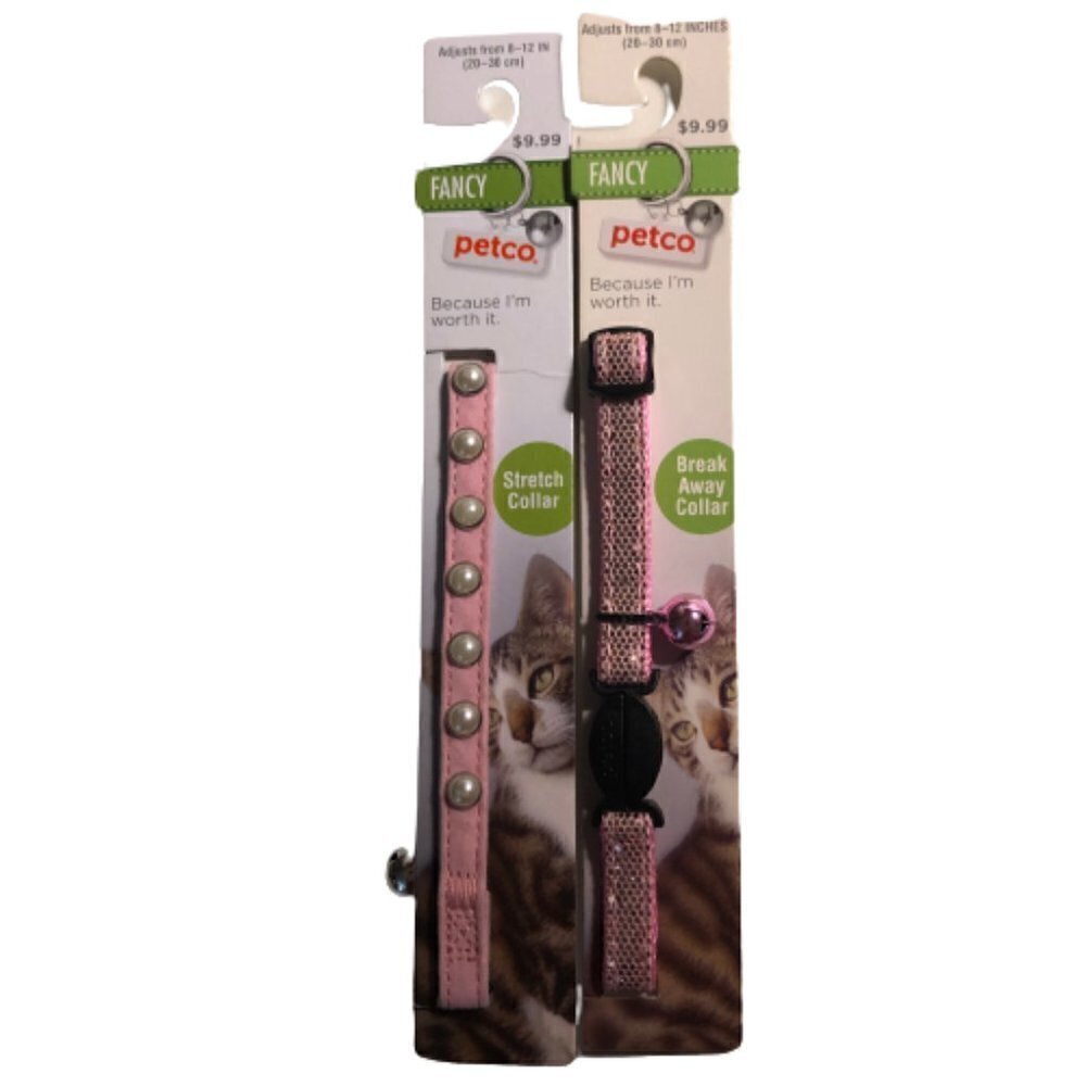 🛒 $9 2 pack of Cat Breakaway Collars Fancy Pink Sparkly Adjusts to 8"-12" #2331